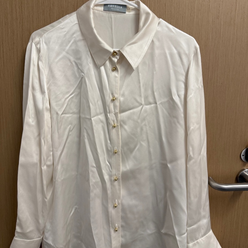 Ravella 100% Silk White Shirt - Petite Large